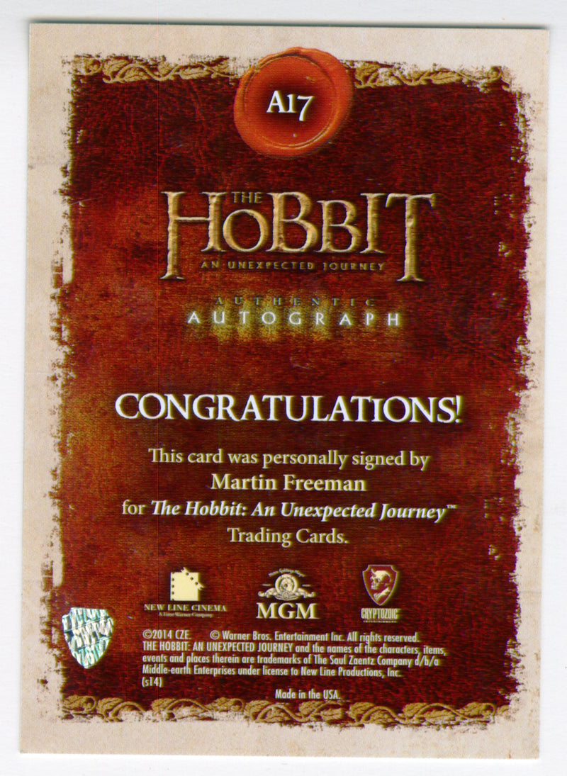 Hobbit An Unexpected Journey Martin Freeman Bilbo Baggins Autograph Card A17