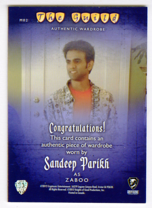 2012 The Guild Seasons 1-3 Sandeep Parikh as Zaboo Costume Card M02Cryptozoic - TvMovieCards.com