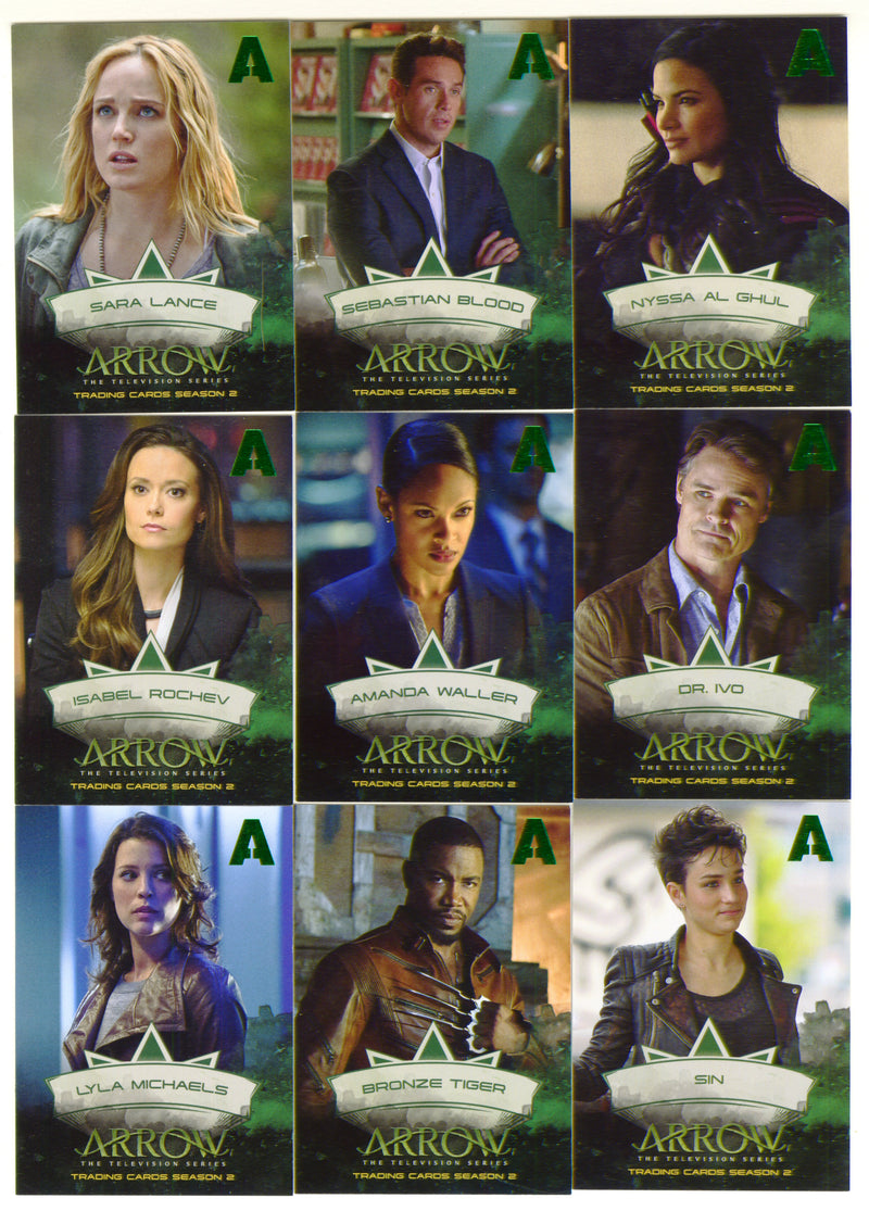 2015 Arrow Season 2 Green Foil Stamp Parallel Character Bios Card Set CB1-CB