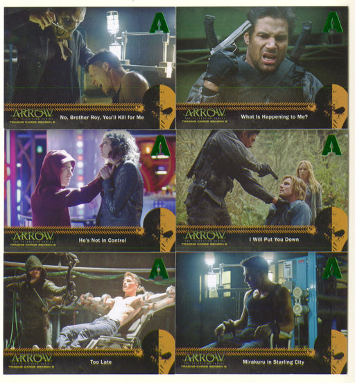 2015 Arrow Season 2 Green A Foil Stamp Parallel Mirakuru Chase Card Set U1-U6 - TvMovieCards.com