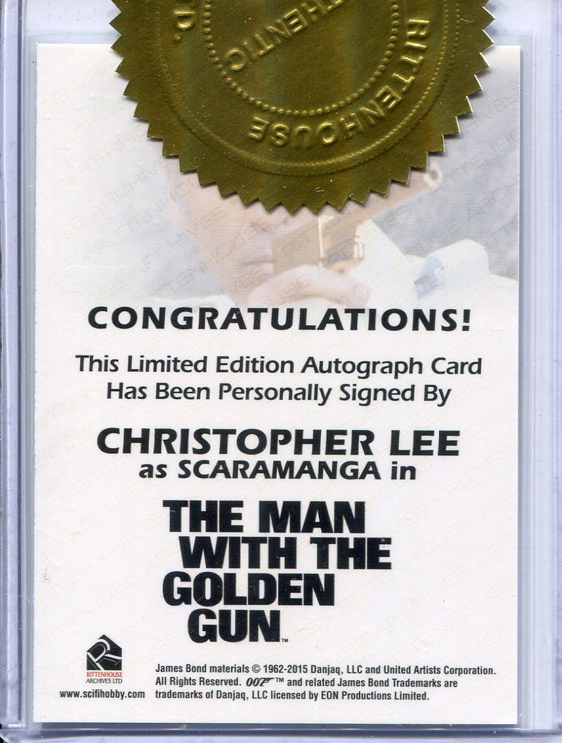 James Bond Archives Final Edition Christopher Lee Incentive Autograph Card