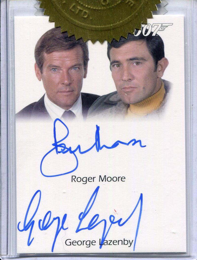 James Bond Heroes & Villains Roger Moore & George Lazenby Dual Autograph Card