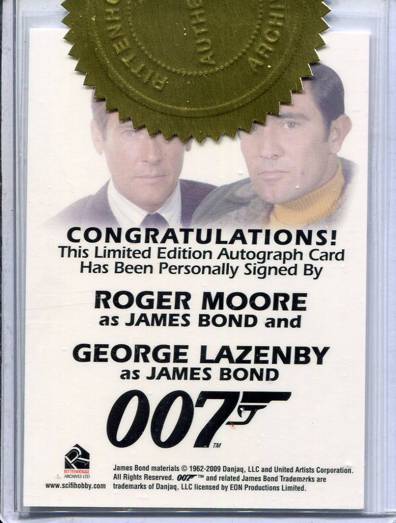 James Bond Heroes & Villains Roger Moore & George Lazenby Dual Autograph Card
