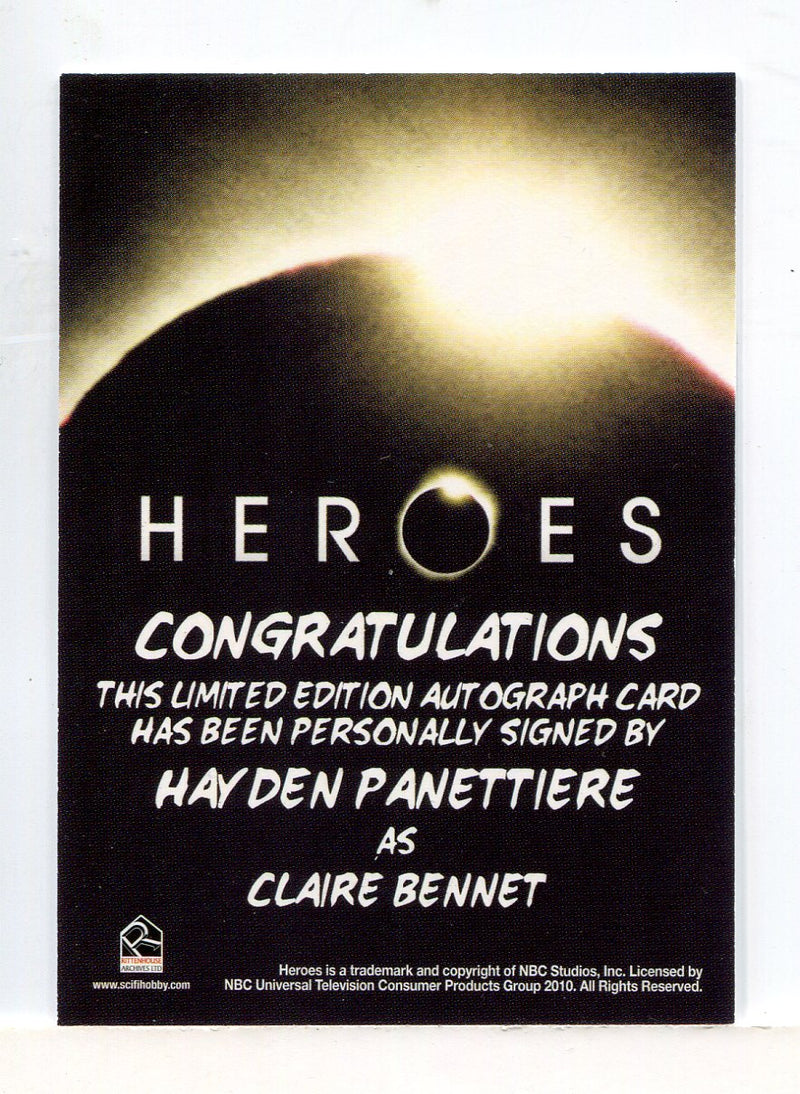 Heroes Archives Hayden Panettiere as Claire Bennet Autograph Card (B) - TvMovieCards.com