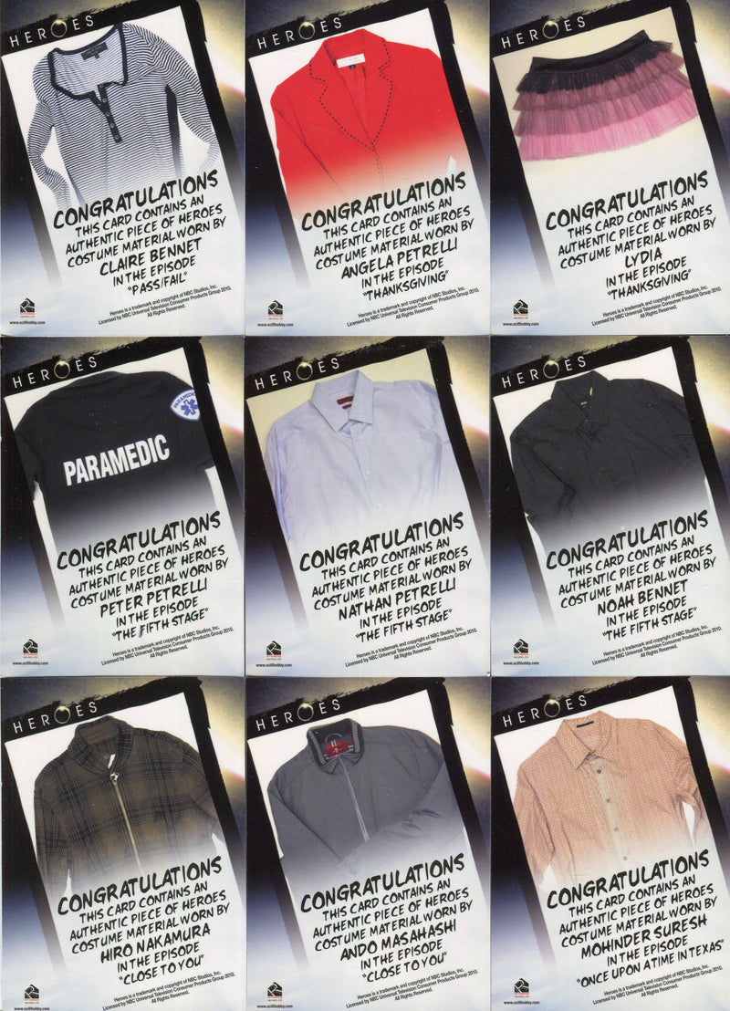 Heroes Archives Costume Card Set 15 Cards Rittenhouse 2010 Hayden Panettiere