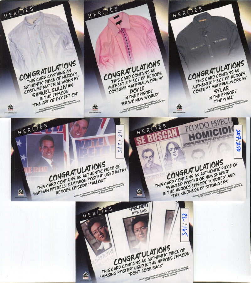 Heroes Archives Costume Card Set 15 Cards Rittenhouse 2010 Hayden Panettiere