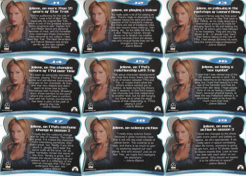 Star Trek Enterprise Season 3 Ultimate Jolene Chase Card Set J1 - J9 2004