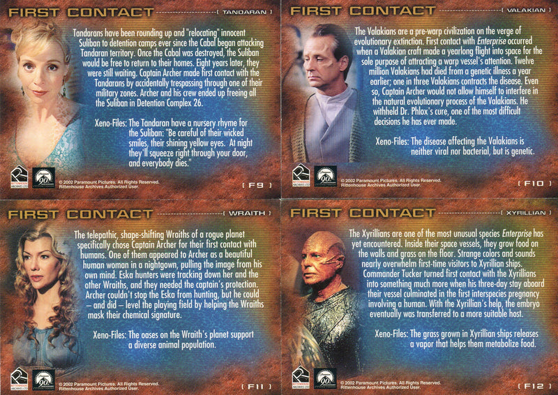 Star Trek Enterprise Season 1 First Contact Foil Chase Card Set F1 - F12 2000 - TvMovieCards.com