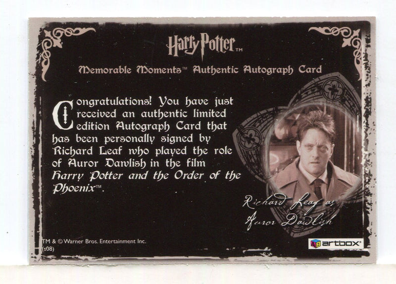 Harry Potter Memorable Moments 2 Richard Leaf Autograph Card