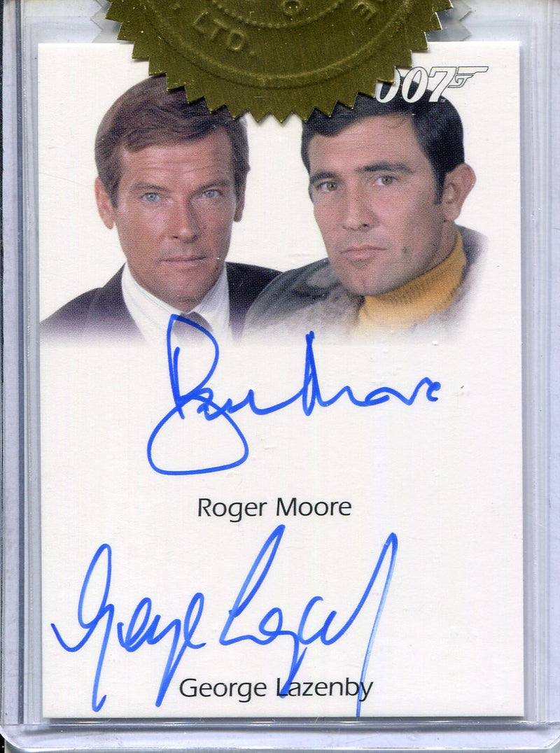 James Bond Heroes & Villains Roger Moore & George Lazenby Dual Autograph Card