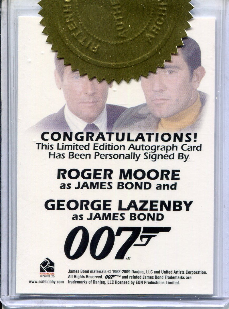 James Bond Heroes & Villains Roger Moore & George Lazenby Dual Autograph Card