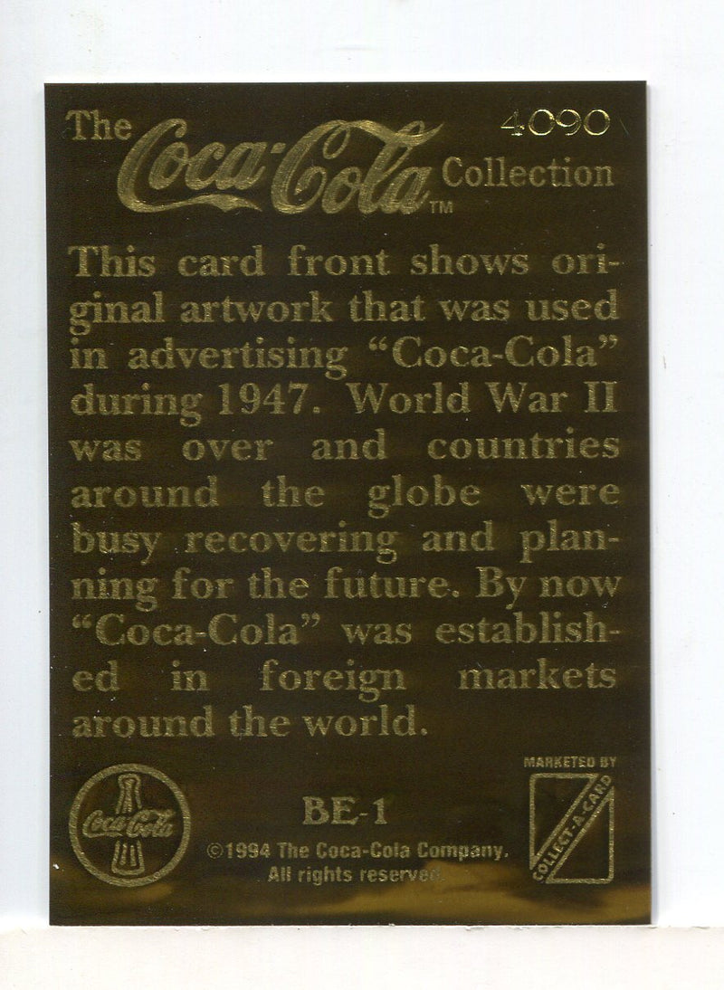 Coca Cola Series 3 Brass Etched Chase Card BE-1 #4090 Collect-a-Card 1995 - TvMovieCards.com