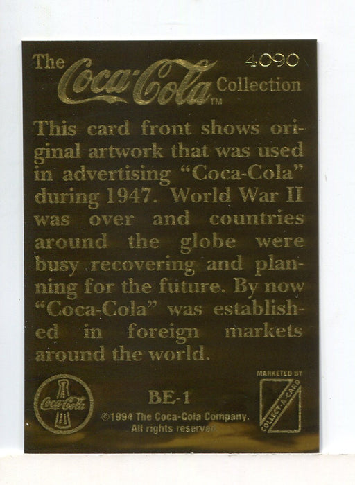 Coca Cola Series 3 Brass Etched Chase Card BE-1 #4090 Collect-a-Card 1995 - TvMovieCards.com