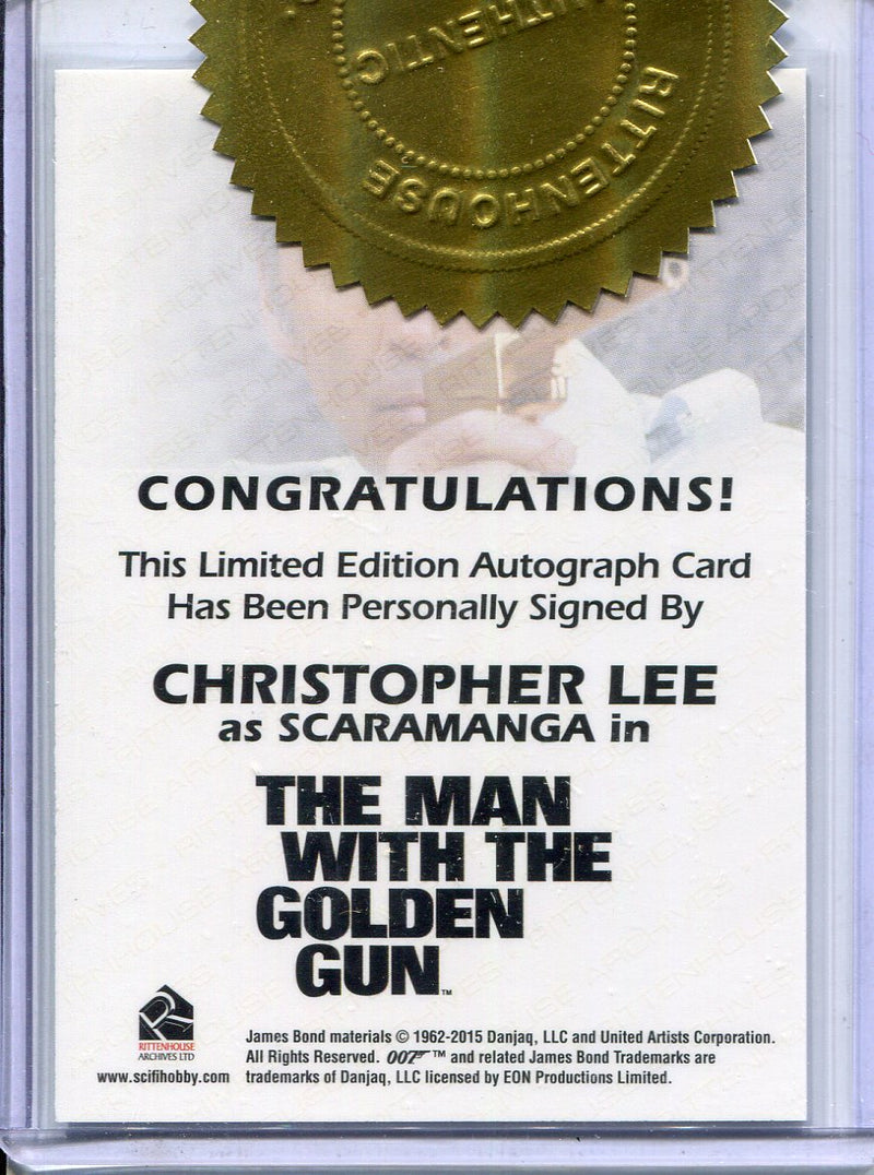 James Bond Archives Final Edition Christopher Lee Incentive Autograph Card - TvMovieCards.com