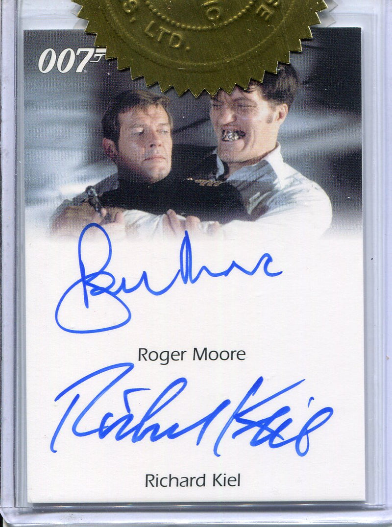 James Bond 50th Anniversary 2 Roger Moore & Richard Kiel Dual Autograph Card