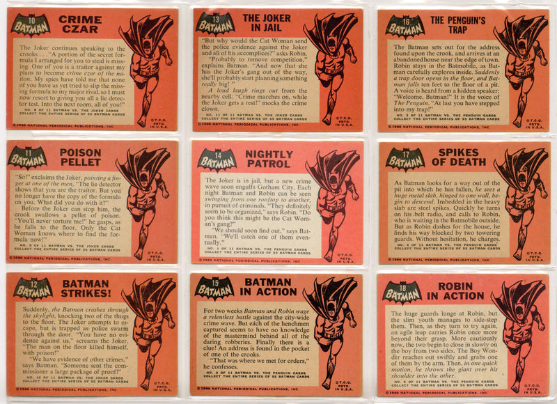 1966 Batman (Black Bat) Complete Vintage Trading Card Set 55/55 Cards Topps