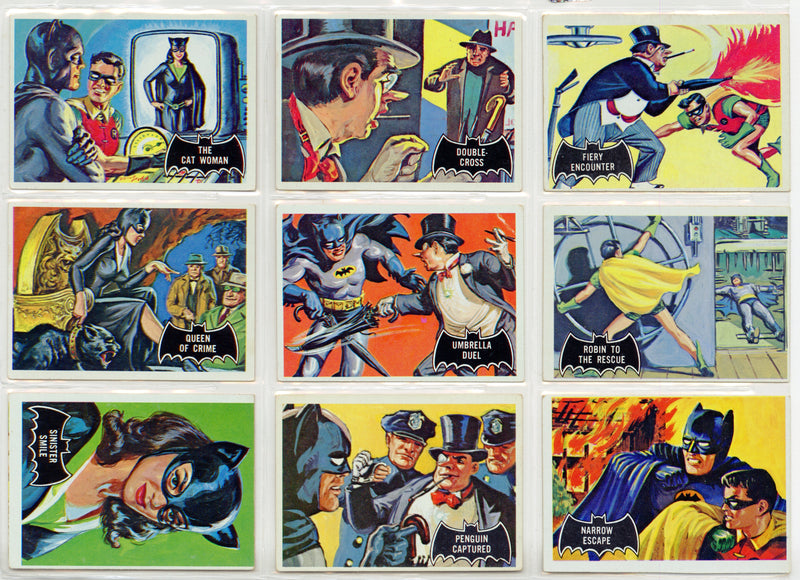 1966 Batman (Black Bat) Complete Vintage Trading Card Set 55/55 Cards Topps