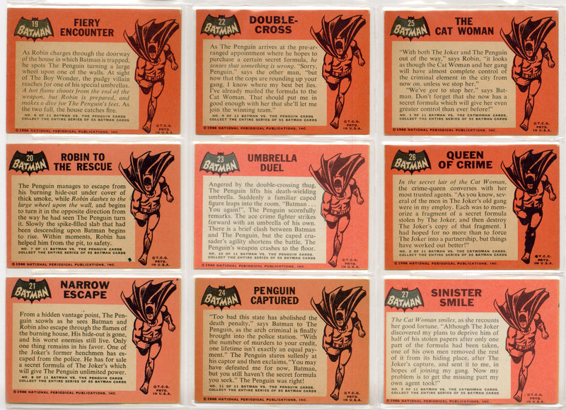 1966 Batman (Black Bat) Complete Vintage Trading Card Set 55/55 Cards Topps