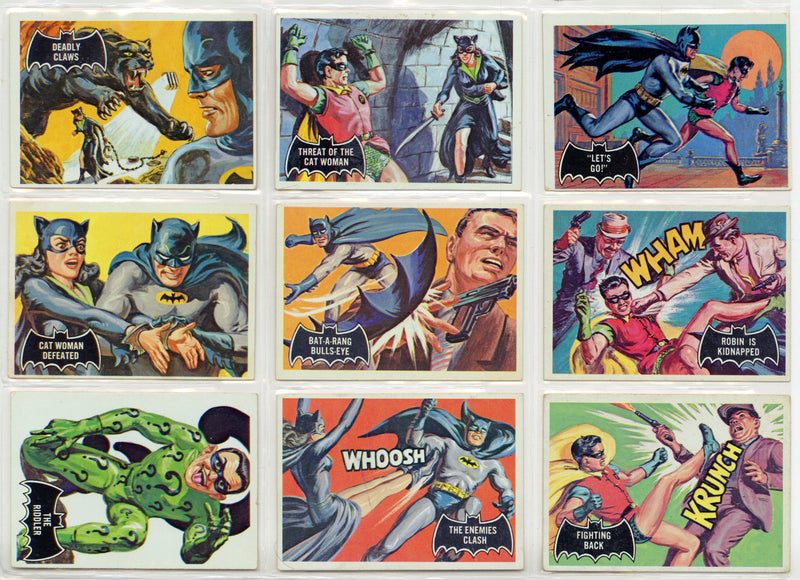 1966 Batman (Black Bat) Complete Vintage Trading Card Set 55/55 Cards Topps