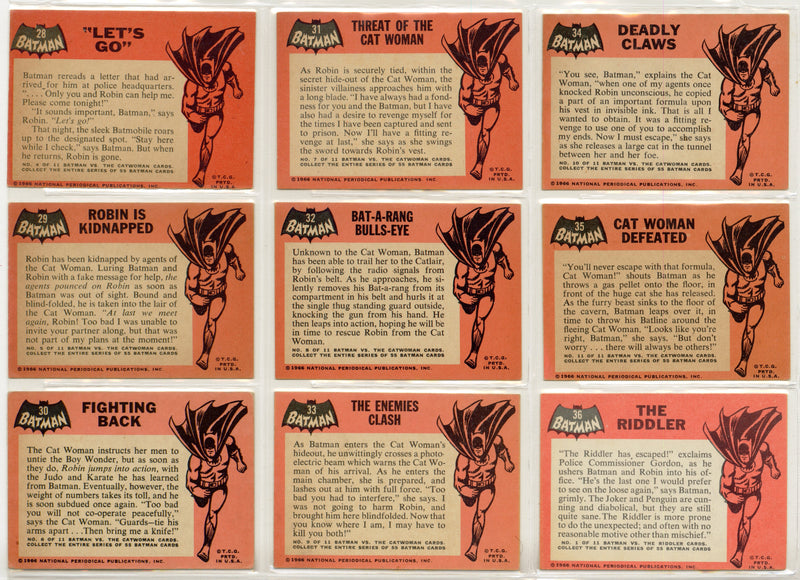 1966 Batman (Black Bat) Complete Vintage Trading Card Set 55/55 Cards Topps