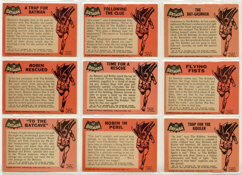 1966 Batman (Black Bat) Complete Vintage Trading Card Set 55/55 Cards Topps