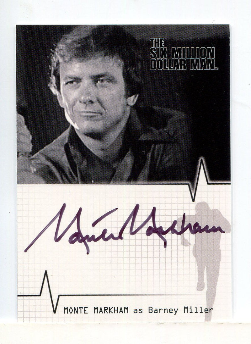 Six Million Dollar Man 1 & 2 Monte Markham as Barney Miller Autograph Card A4