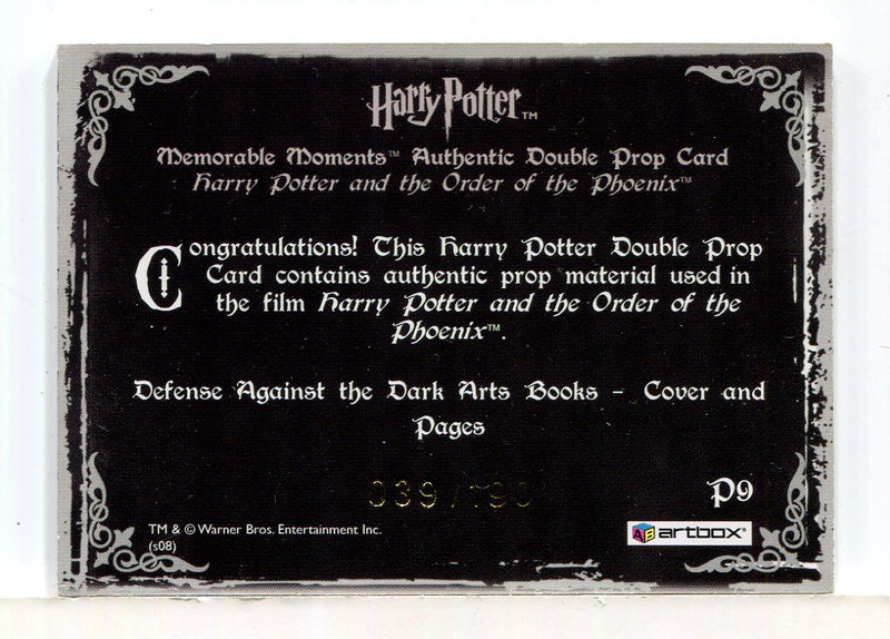 Harry Potter Memorable Moments 2 Book Cover Page Double Prop Card HP P9 #039/190