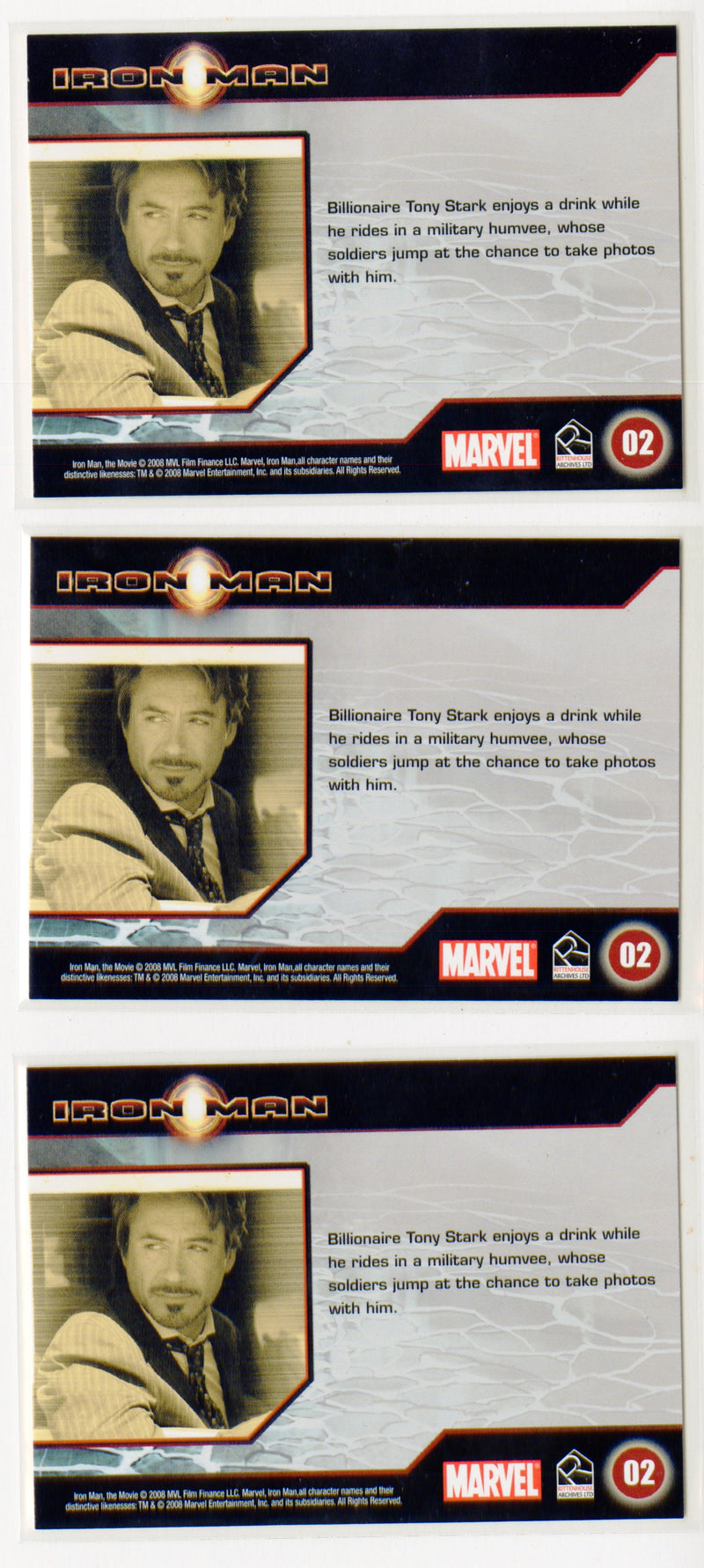 (4) 2008 Iron Man Movie #2 Trading Card - Billionaire Tony Stark Robert Downey Jr