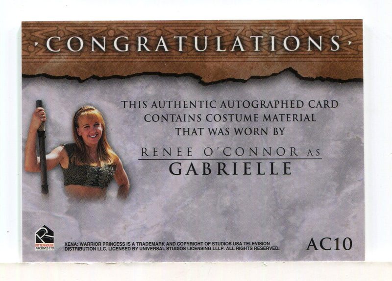 Xena Quotable Xena Renee O'Connor Autograph Costume Card AC10