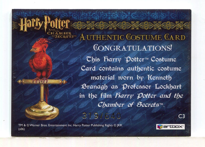Harry Potter Chamber Secrets Professor Lockhart Costume Card HP C3 #319/640