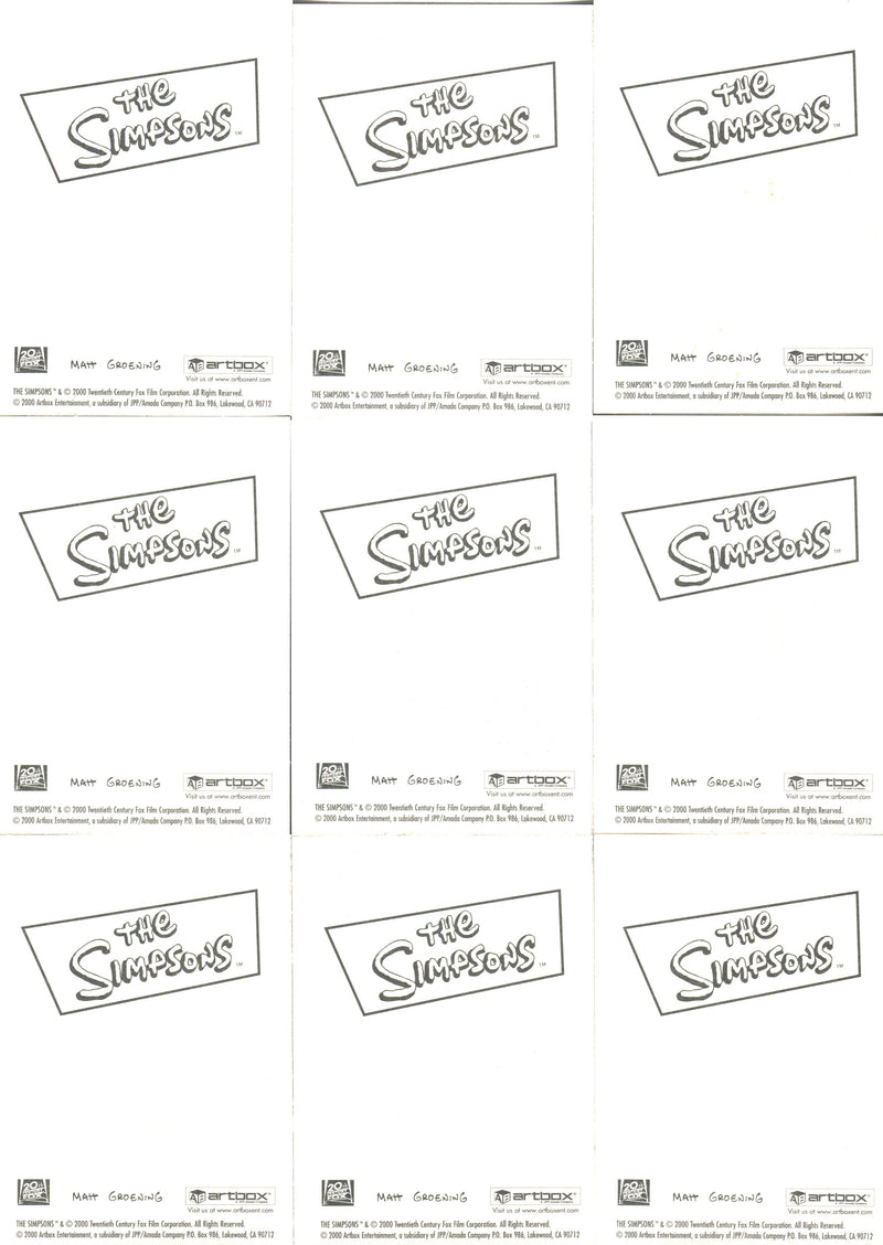 Simpsons Collectable Stickers Prism Chase Card Set (12) Artbox 2000