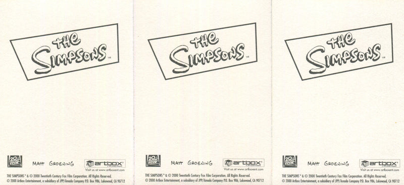 Simpsons Collectable Stickers Prism Chase Card Set (12) Artbox 2000