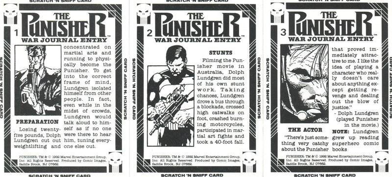 Punisher War Journal 3 Card Scratch & Sniff Chase Card Set Comic Images 1992 - TvMovieCards.com