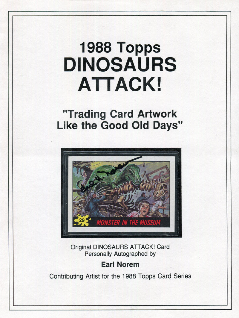 Dinosaurs Attack 1988 Topps Artist Earl Norem Autograph Card #29 - TvMovieCards.com
