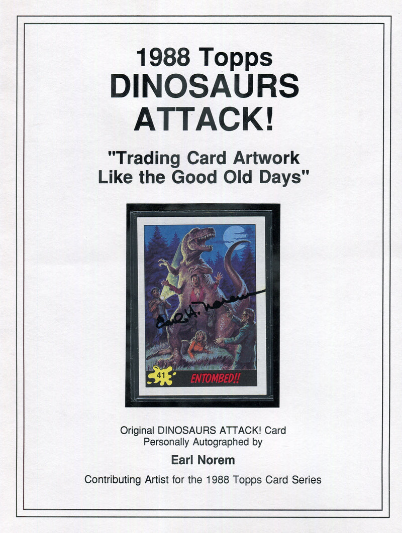 Dinosaurs Attack 1988 Topps Artist Earl Norem Autograph Card #41