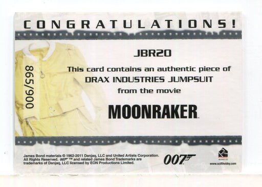 James Bond Mission Logs Jumpsuit Relic Costume Card JBR20 #865/900 - TvMovieCards.com