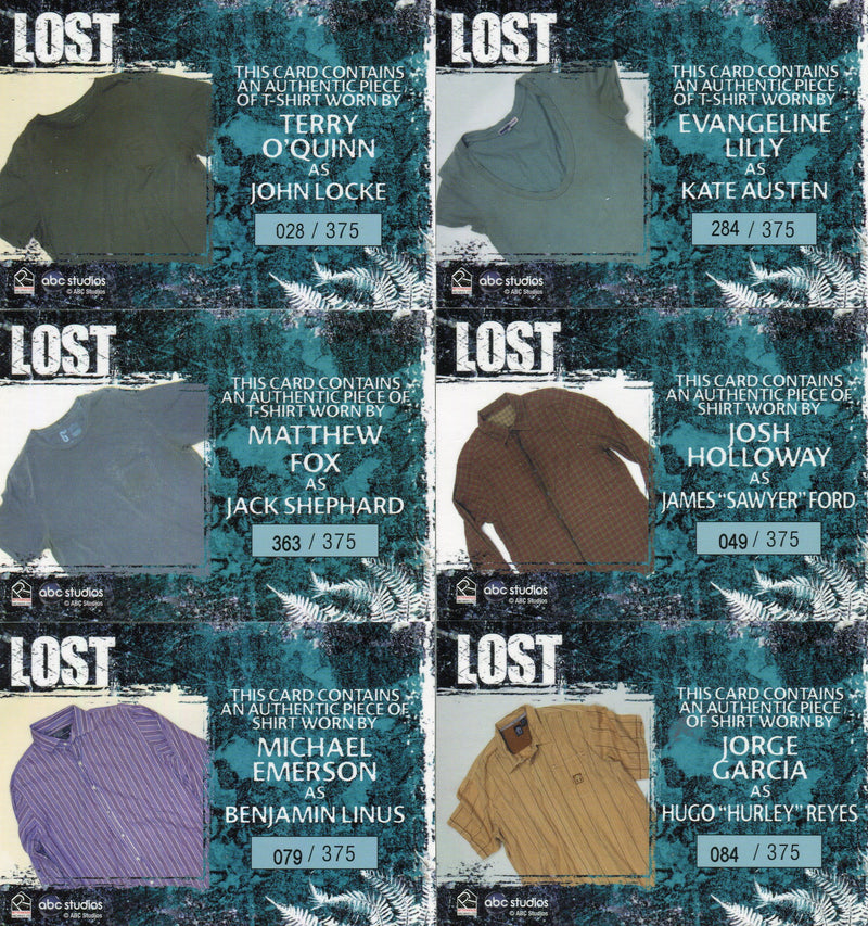 Lost Archives Relic Costume Card Set 6 Cards Rittenhouse 2010