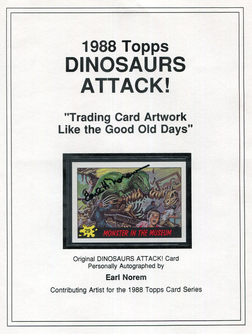 Dinosaurs Attack 1988 Topps Artist Earl Norem Autograph Card #29 - TvMovieCards.com