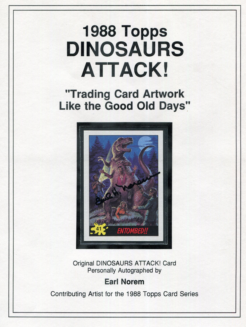 Dinosaurs Attack 1988 Topps Artist Earl Norem Autograph Card #41