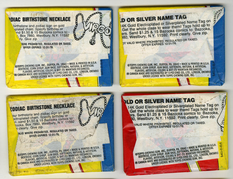 1976 Marvel Super Heroes Sticker Wax Pack Lot of 8 Spiderman Hulk Capt America