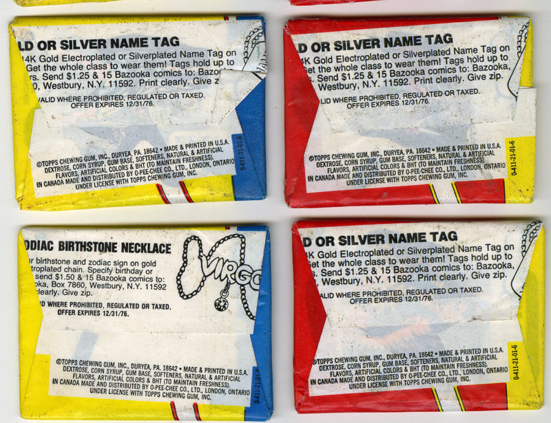 1976 Marvel Super Heroes Sticker Wax Pack Lot of 8 Spiderman Hulk Capt America