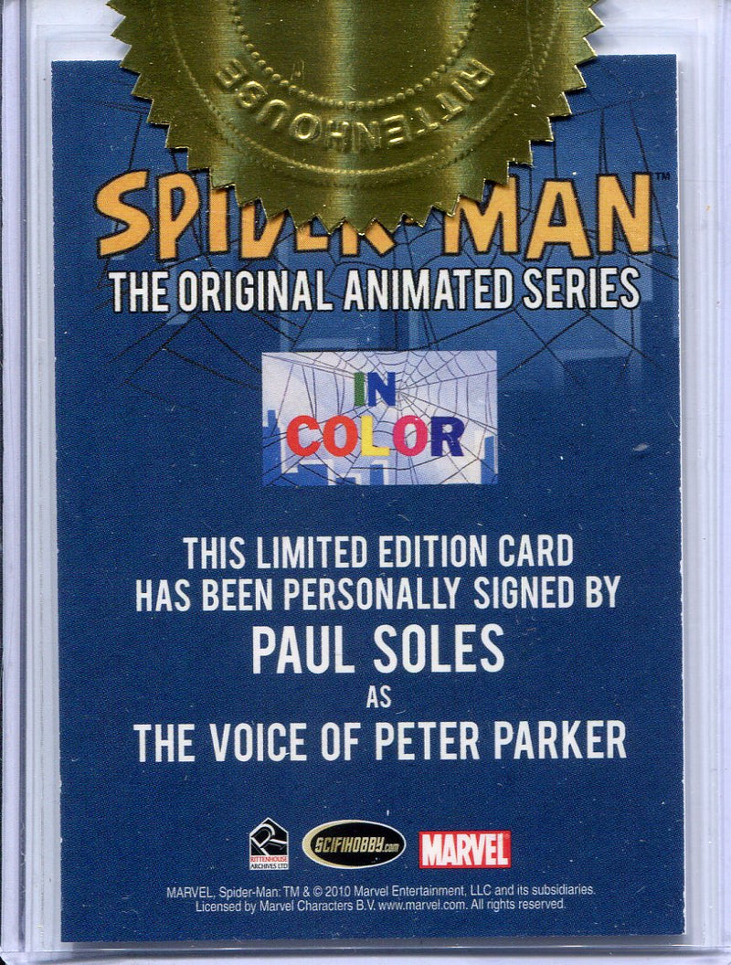 Spider-Man Animated Series Paul Soles Autograph Card & Lenticular Set
