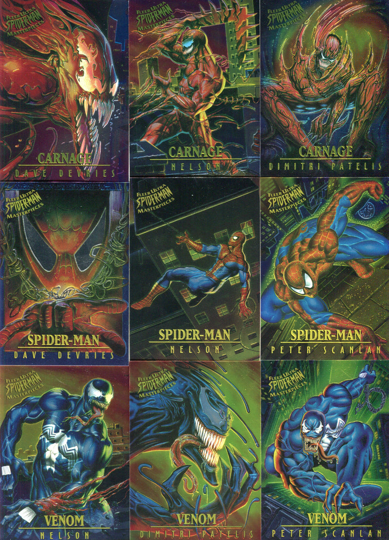 Spider-Man Masterpieces 1995 Fleer Ultra Chromium Chase Card Set 9 Cards