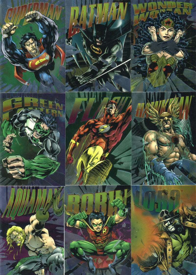 DC Legends 1995 Skybox Power Chrome Hard Hitters Chase Card Set H1 - H18