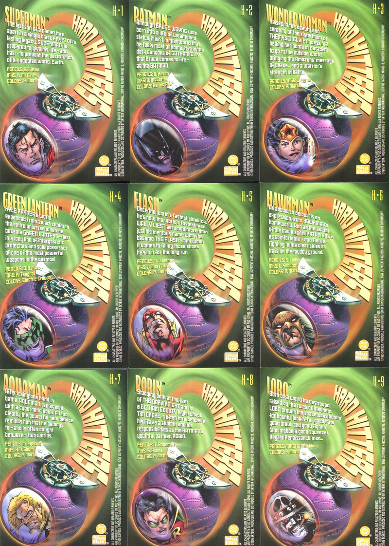 DC Legends 1995 Skybox Power Chrome Hard Hitters Chase Card Set H1 - H18