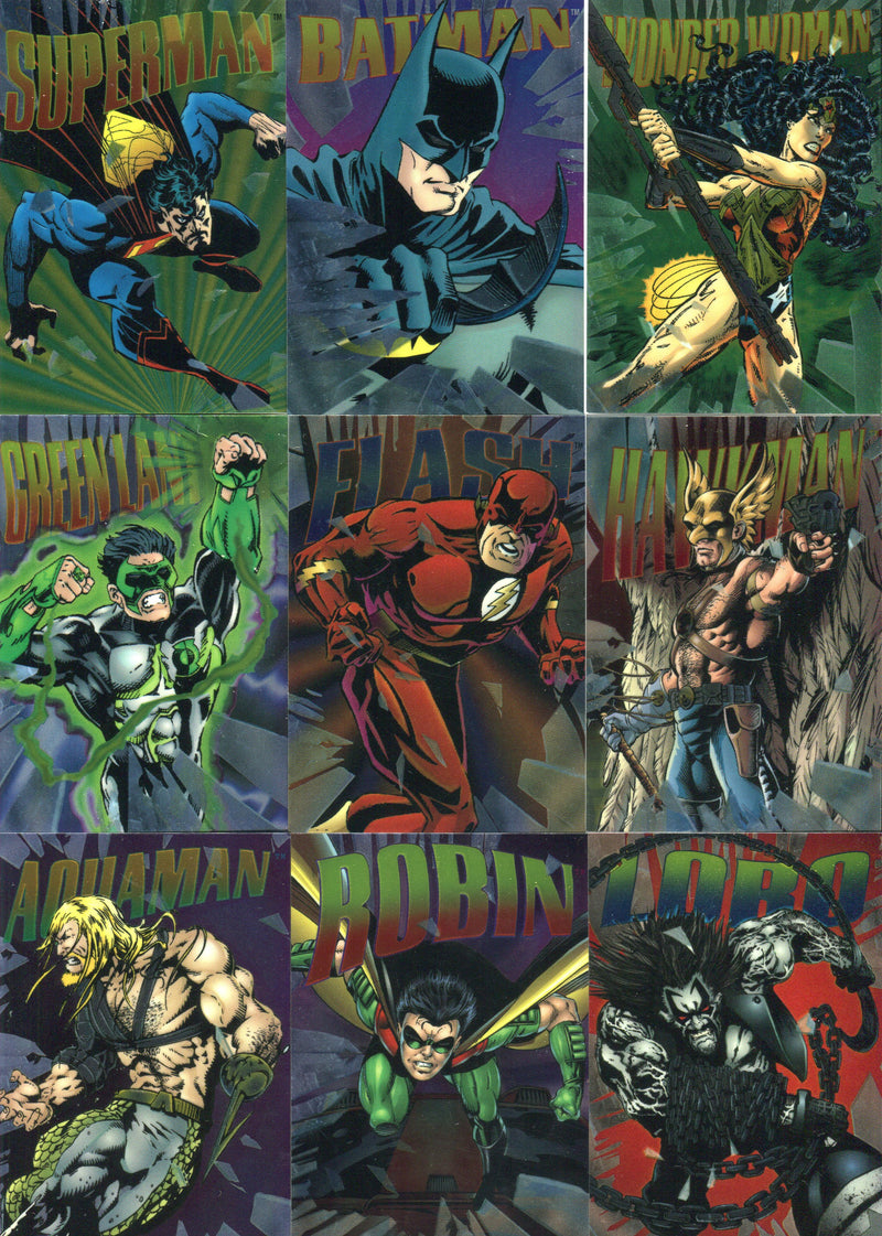 DC Legends 1995 Skybox Power Chrome Hard Hitters Chase Card Set H1 - H18