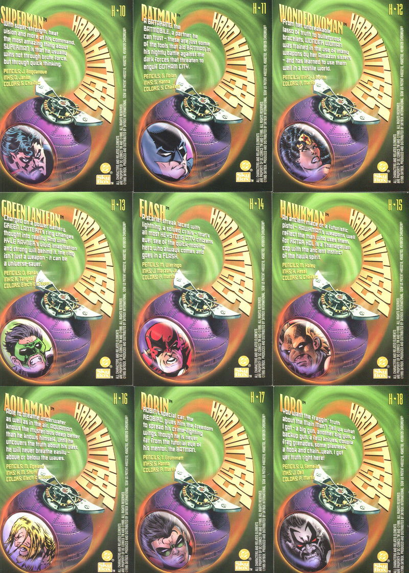 DC Legends 1995 Skybox Power Chrome Hard Hitters Chase Card Set H1 - H18
