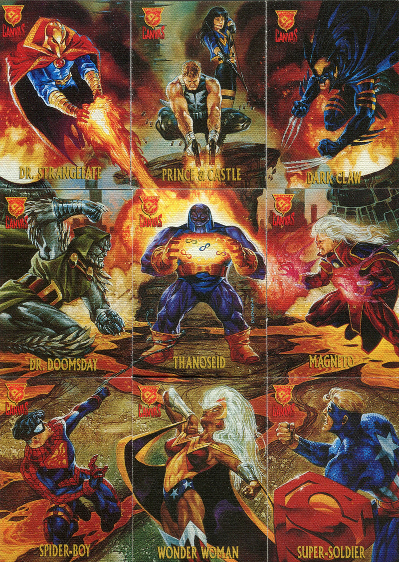 Amalgam DC vs Marvel Canvas Puzzle Chase Card Set (9) Fleer/Skybox 1995
