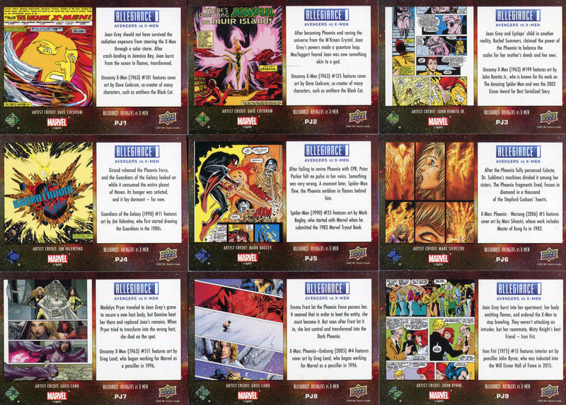 Marvel Allegiance Avengers vs X-Men Chase Card Set PJ1 - PJ18 Upper Deck 2023