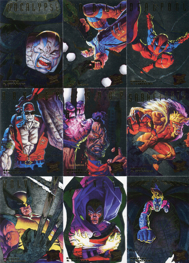 Marvel X-Men Ultra Hunters & Stalkers SILVER Powerblast Chase Card Set (9) 1995